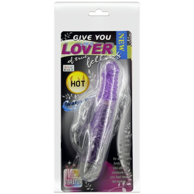 Vibrador BAILE Lilac Lover Multiorgasmático com eixo nodulado, destacando sua cor e design ergonómico.