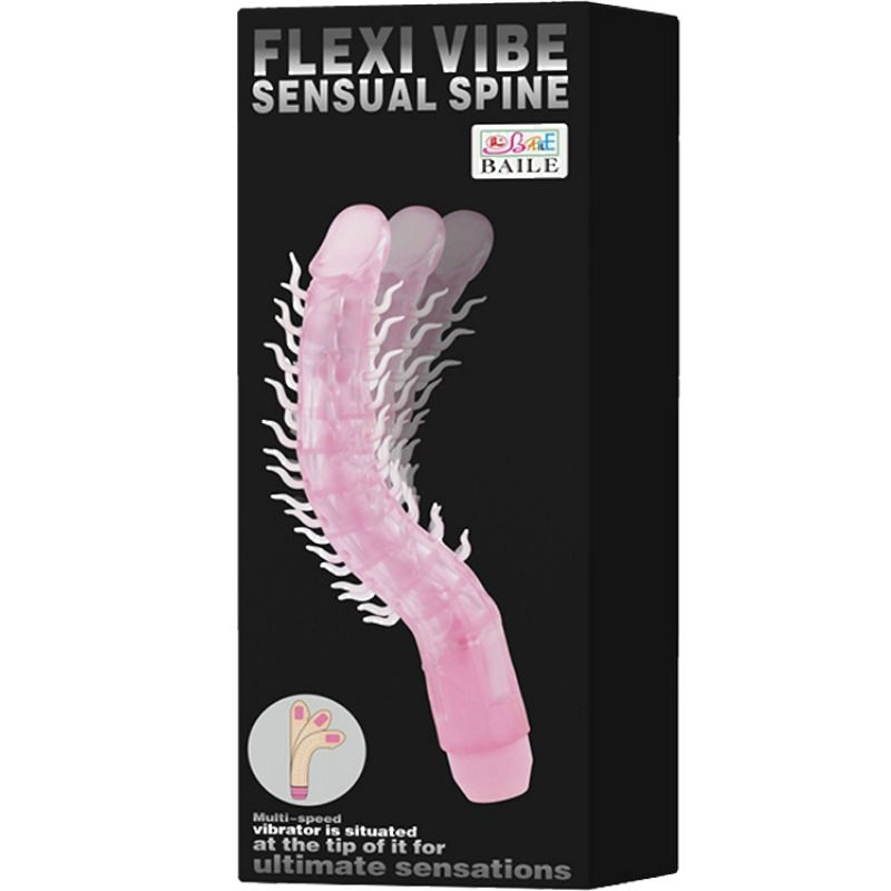 Close-up do Dildo Vibratório Flexível Dobrável Coluna Sensual BAILE 23.5 CM em cor lilás, mostrando detalhes da sua textura realista e forma ergonómica.