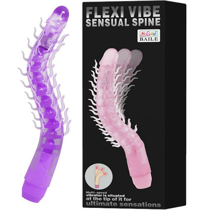 Close-up do Dildo Vibratório Flexível Dobrável Coluna Sensual BAILE 23.5 CM em cor lilás, mostrando detalhes da sua textura realista e forma ergonómica.