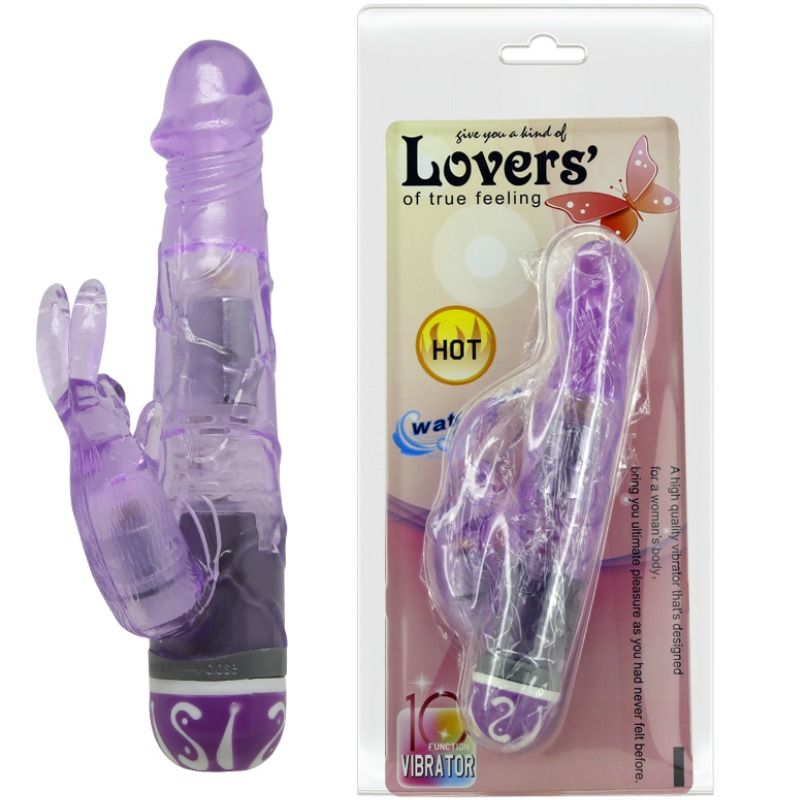 Close-up do Vibrador Coelho BAILE com 10 Modos de Vibração, mostrando sua textura e design ergonómico na cor lilás.
