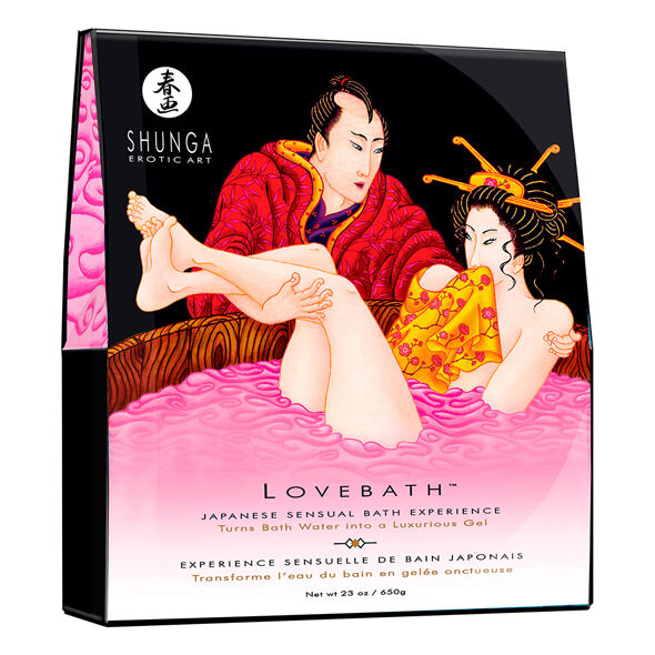 Embalagem do SHUNGA Banho de Amor Fruta do Dragão, mostrando o produto e detalhes da marca.