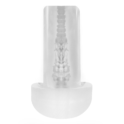 Close-up of the PUMP ADDICTED Masturbador com Manga Transparente Tamanho G showing its realistic texture and transparent design.