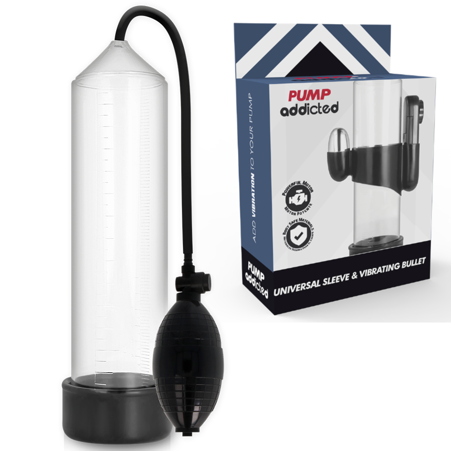 PUMP ADDICTED Bomba de Vácuo Peniana Vibratória RX3 Transparente para aumento e desempenho masculino.