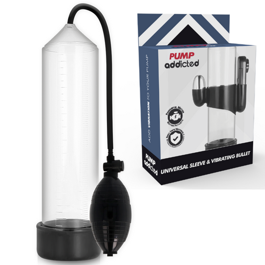 PUMP ADDICTED Bomba de Vácuo Peniana Vibratória RX3 Transparente para aumento e desempenho masculino.