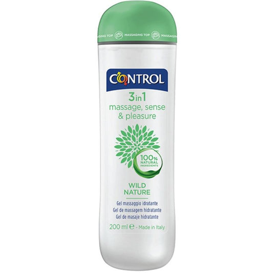 CONTROL Gel de Massagem Natureza Selvagem 3 em 1 200 ML para hidratação e prazer.