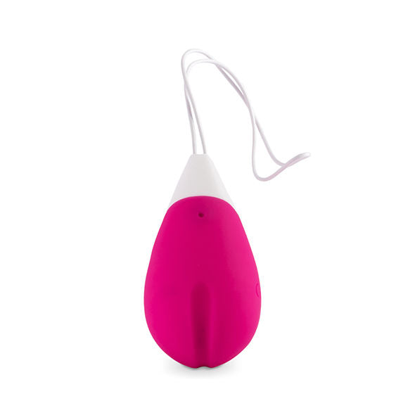Close-up do Ovo Vibrador Intense Jan com Controle Remoto Recarregável Rosa, destacando seu design em silicone macio.