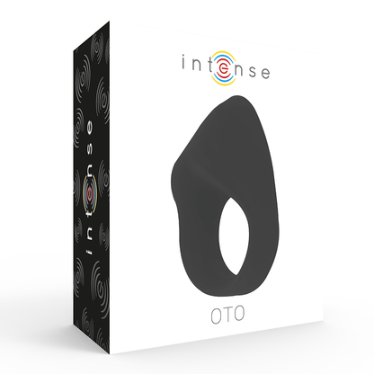 Close-up do INTENSE Anel Vibrador Recarregável OTO Preto, destacando o seu design ergonómico e material de silicone suave.