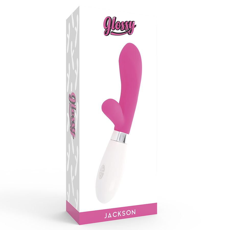 Vibrador coelho GLOSSY Jackson de silicone com 10 funções para estimulação do ponto G e clitóris.