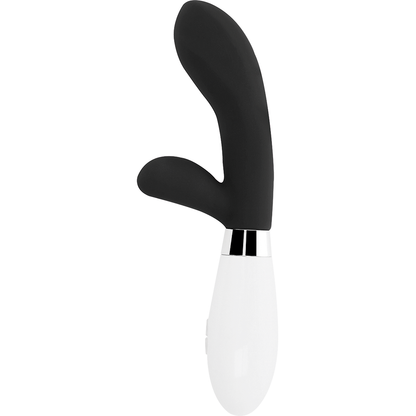Vibrador Glossy Jackson Coelho Preto de silicone com estimulador clitoriano e motor duplo