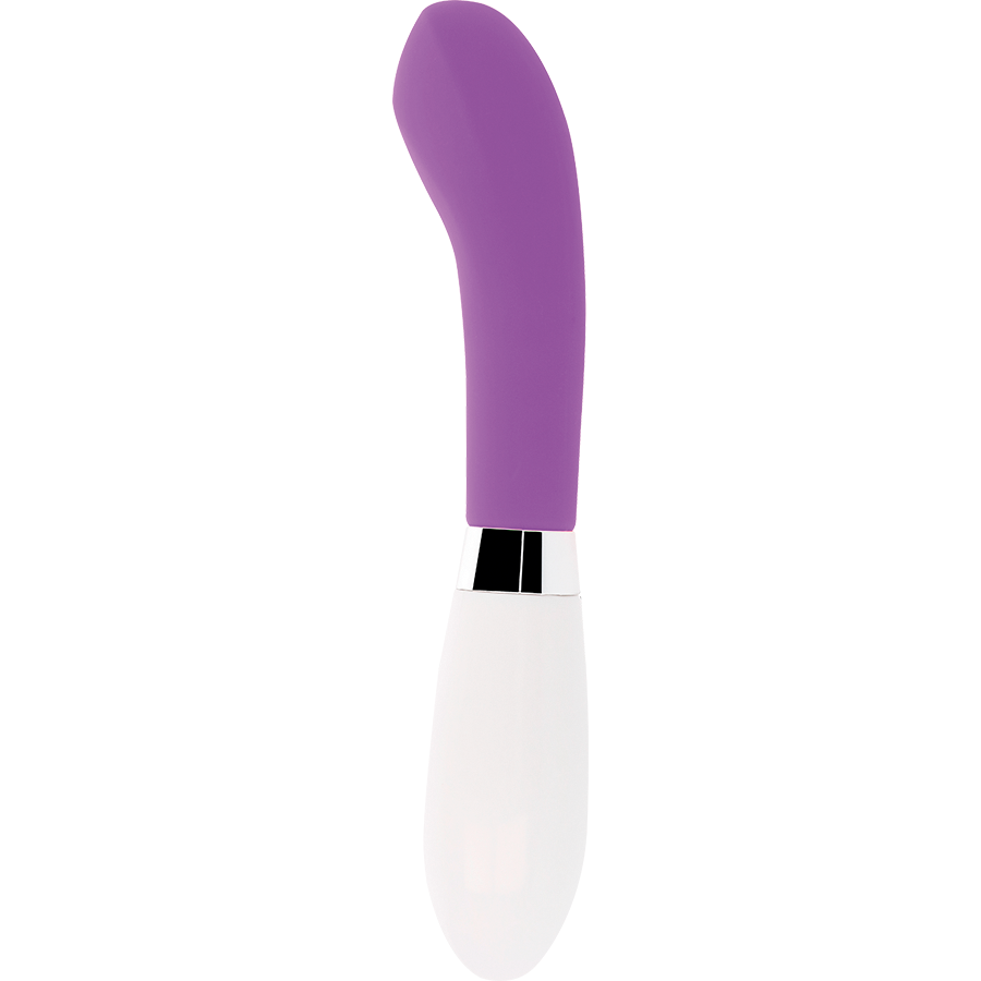 GLOSSY Vibrador John Curvo Roxo, mostrando seu design ergonómico e cor vibrante.