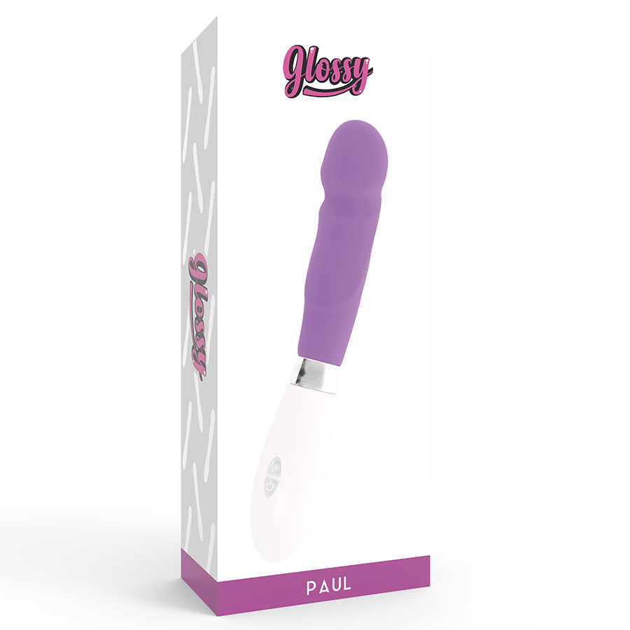 Vibrador GLOSSY Paul Realista Roxo com 10 funções para prazer feminino