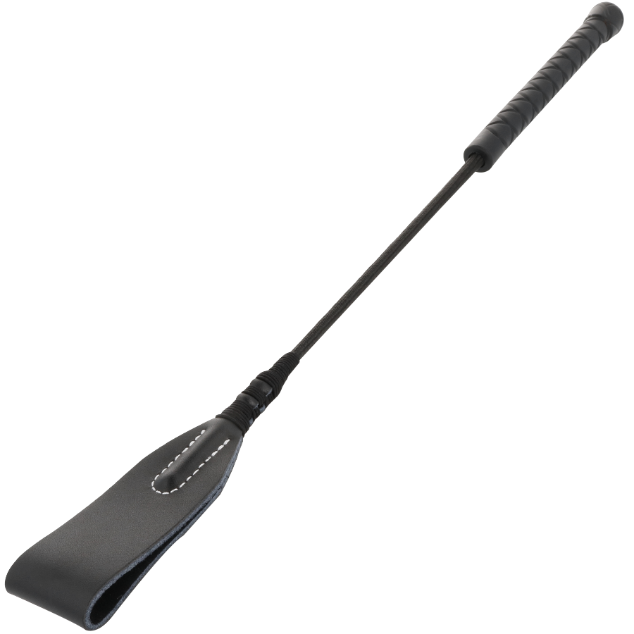 Close-up do DARKNESS Chicote Fetiche Preto Ponta Suave para jogos BDSM e fetiche