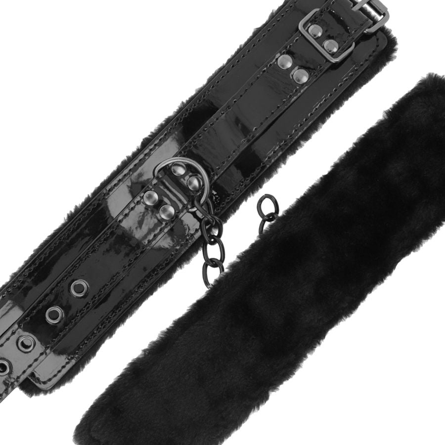 DARKNESS Algemas de Couro Ajustáveis Pretas com Cadeado para BDSM