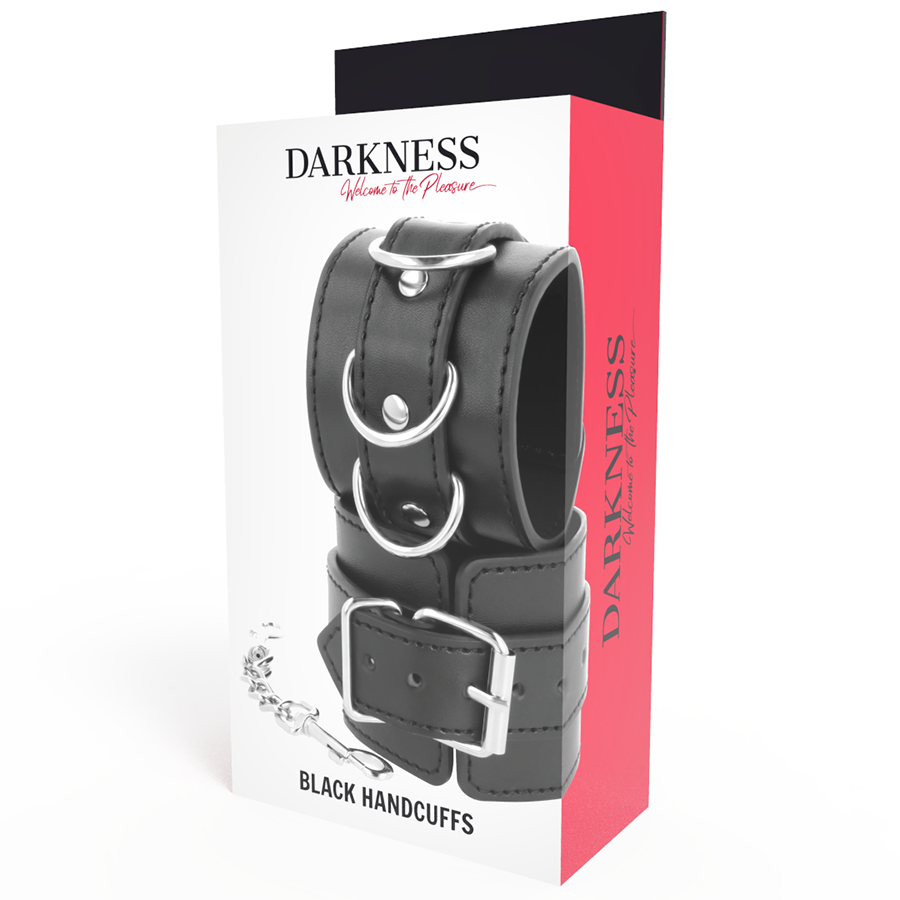 DARKNESS Algemas de Couro PVC Ajustáveis Pretas para BDSM e Fantasias