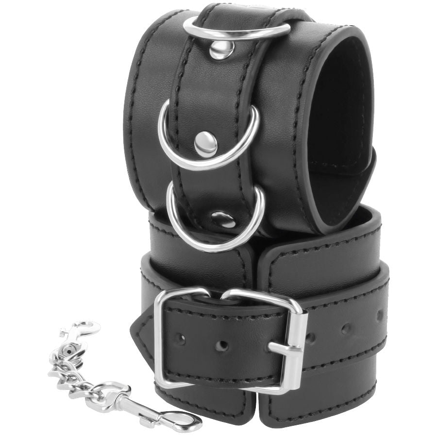 DARKNESS Algemas de Couro PVC Ajustáveis Pretas para BDSM e Fantasias