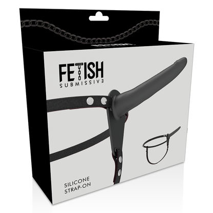 Close-up of the Fetish Submissive Silicone Harness 15 cm, showing its soft black texture and ergonomic design.