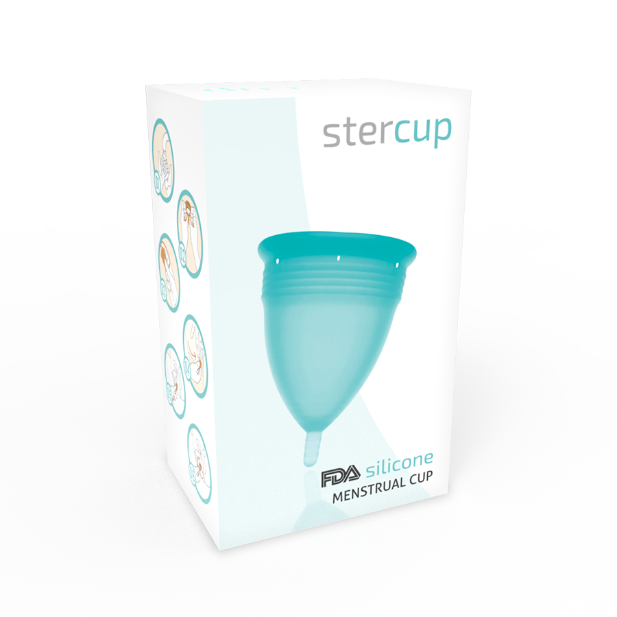 STERCUP - COPA MENSTRUAL DE SILICONA APROBADA POR LA FDA AGUAMARINA - TALLA S