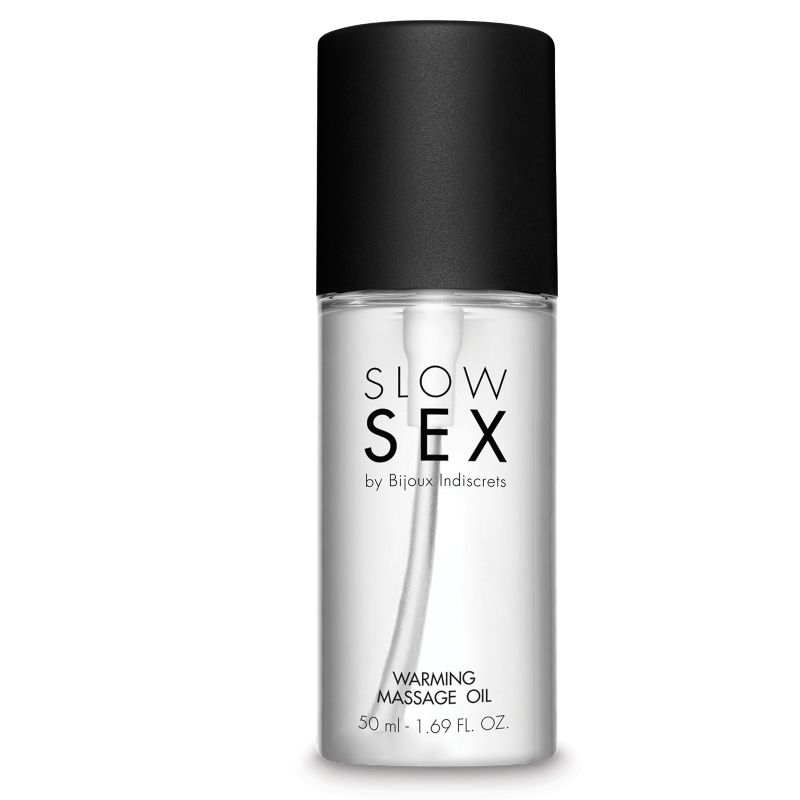 Óleo de massagem Bijoux Slow Sex com efeito calor e aroma de coco