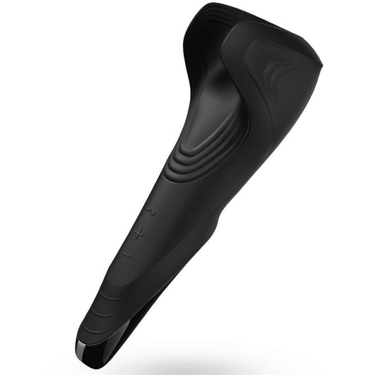 Close-up do masturbador Satisfyer Men Wand, mostrando seu design alado e textura de silicone.