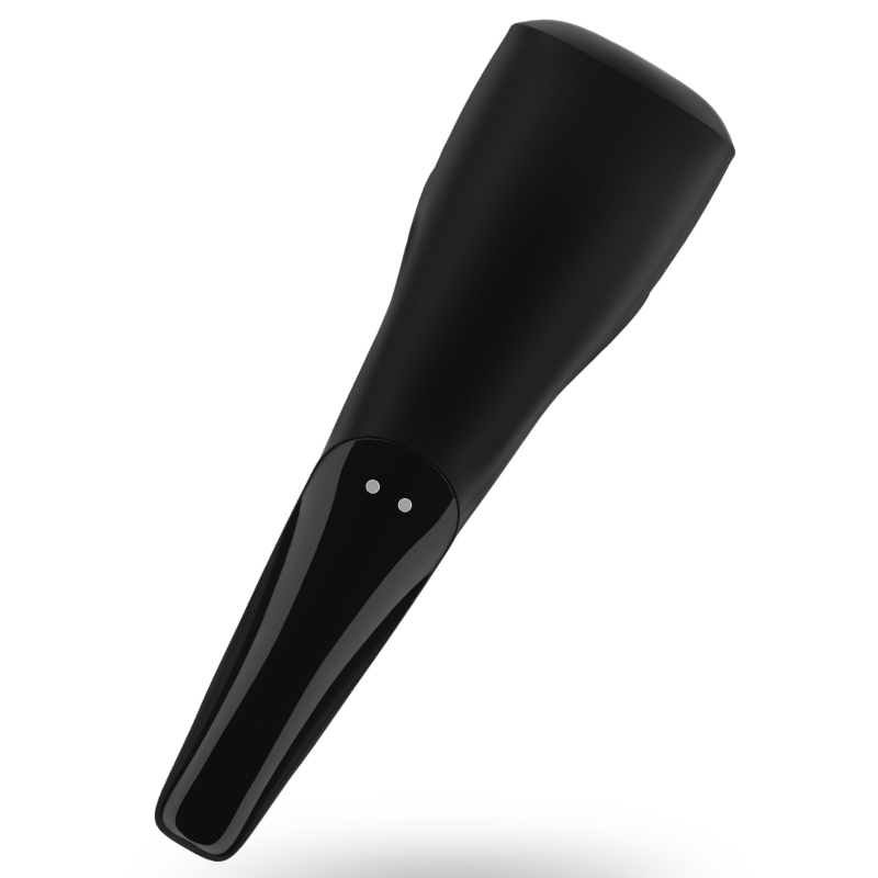 Close-up do masturbador Satisfyer Men Wand, mostrando seu design alado e textura de silicone.