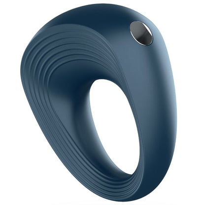 Anel vibrador Satisfyer 2 para estimulação peniana e clitoriana, feito de silicone azul e recarregável via USB.