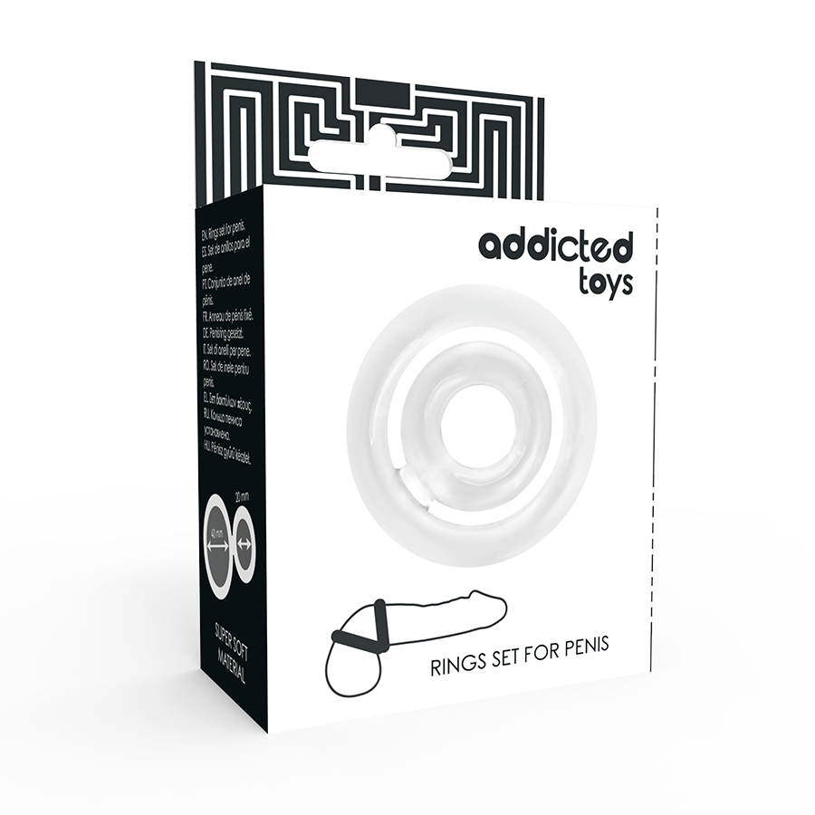 Anel Peniano ADDICTED TOYS C-Ring Transparente, conjunto de dois, em silicone macio