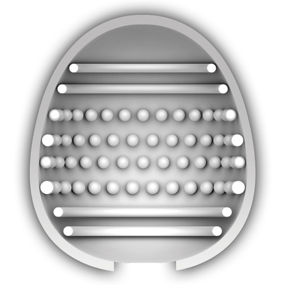 JAMYJOB Masturbador Egg Verso Discreto Textura Seda mostrando sua textura interna e formato compacto.