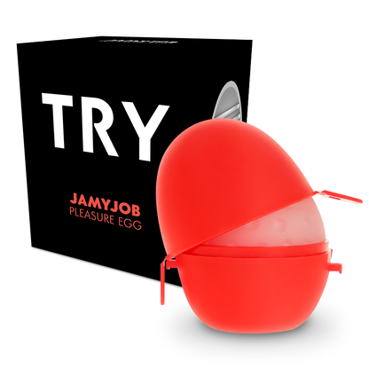 JAMYJOB Masturbador Egg Verso Discreto Textura Seda mostrando sua textura interna e formato compacto.