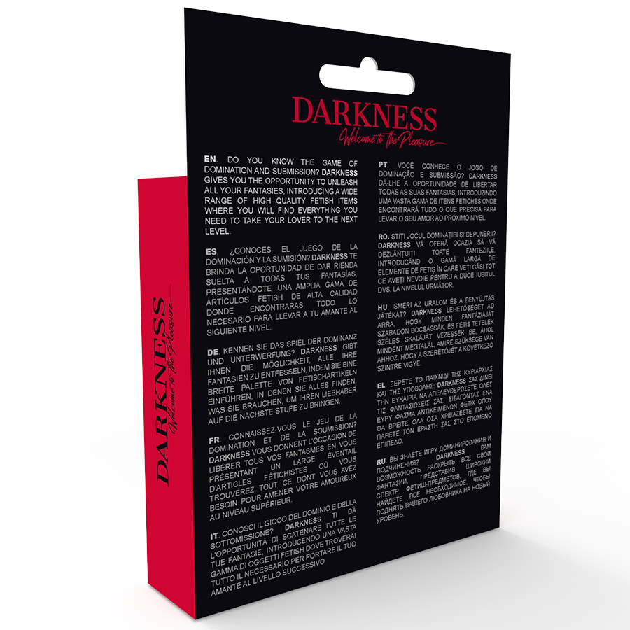 Arnês DARKNESS em couro PU com furo para vibrador, tamanho único e ajustável.