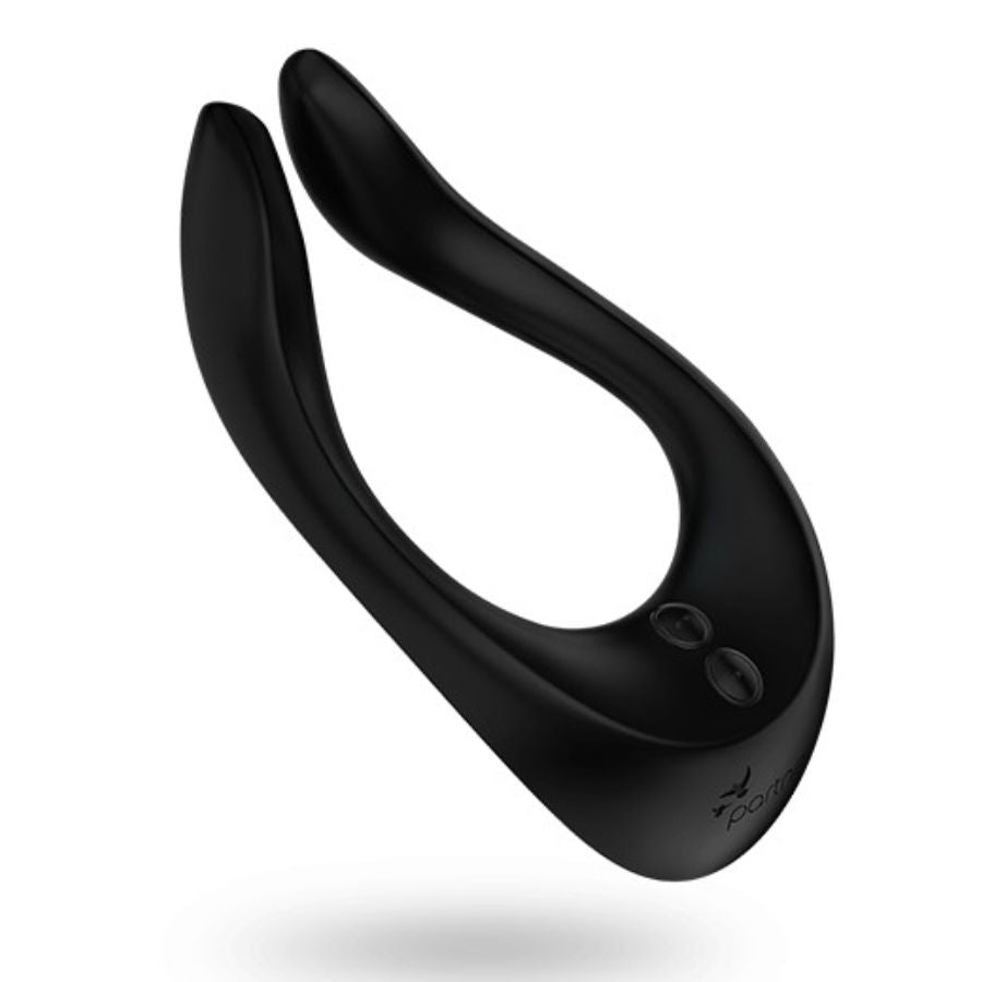 Satisfyer Parceiro Multifun 2 vibrador multifuncional preto, com design ergonómico e flexível para prazer a dois ou solo.