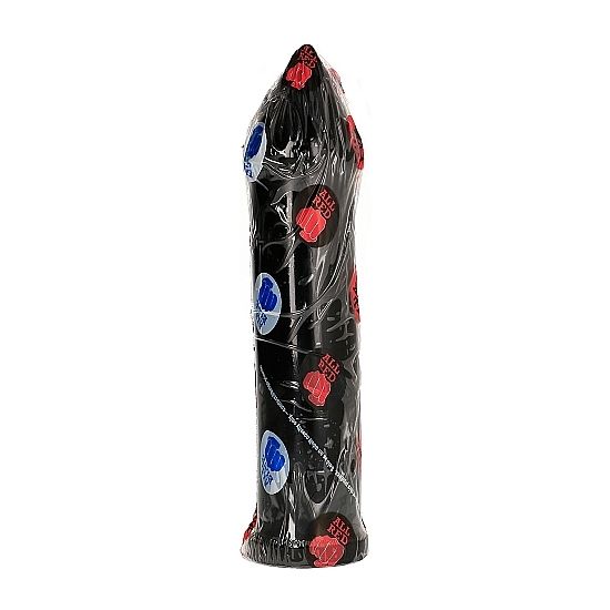 ALL BLACK Dildo Clássico 24 cm, em material suave e acabamento preto.