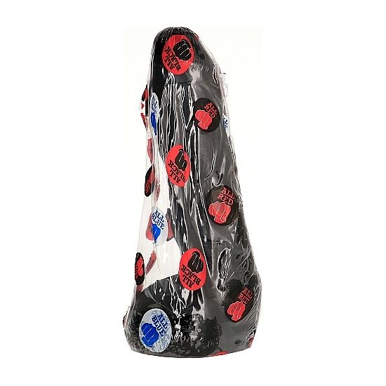 ALL BLACK Dildo Realista Anal 20cm com textura ondulada, ideal para prazer anal.
