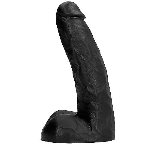 Close-up do ALL BLACK Dildo Realista Veiado Flexível 22cm mostrando sua textura realista e material flexível.