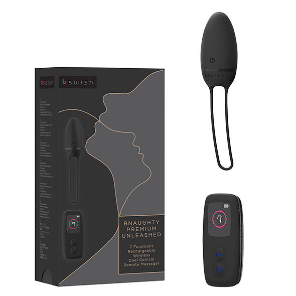 B SWISH BNAUGHTY PREMIUM Liberado Preto Vibrador com Controle Remoto em close-up, mostrando design e cor