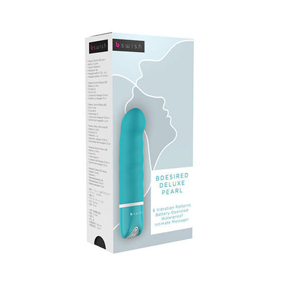 Close-up do B SWISH Bdesired Deluxe Pearl Vibrador Jade, mostrando a sua textura e características.