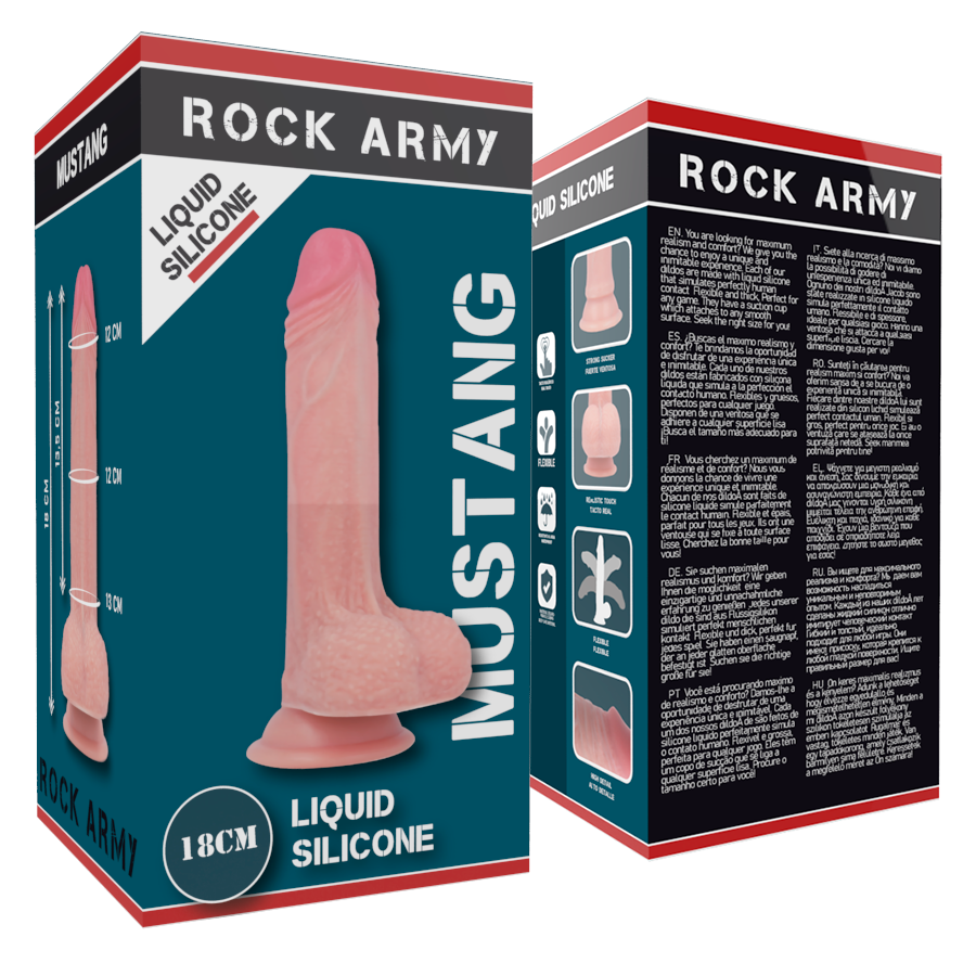ROCKARMY Dildo Realista Mustang Silicone Líquido com ventosa