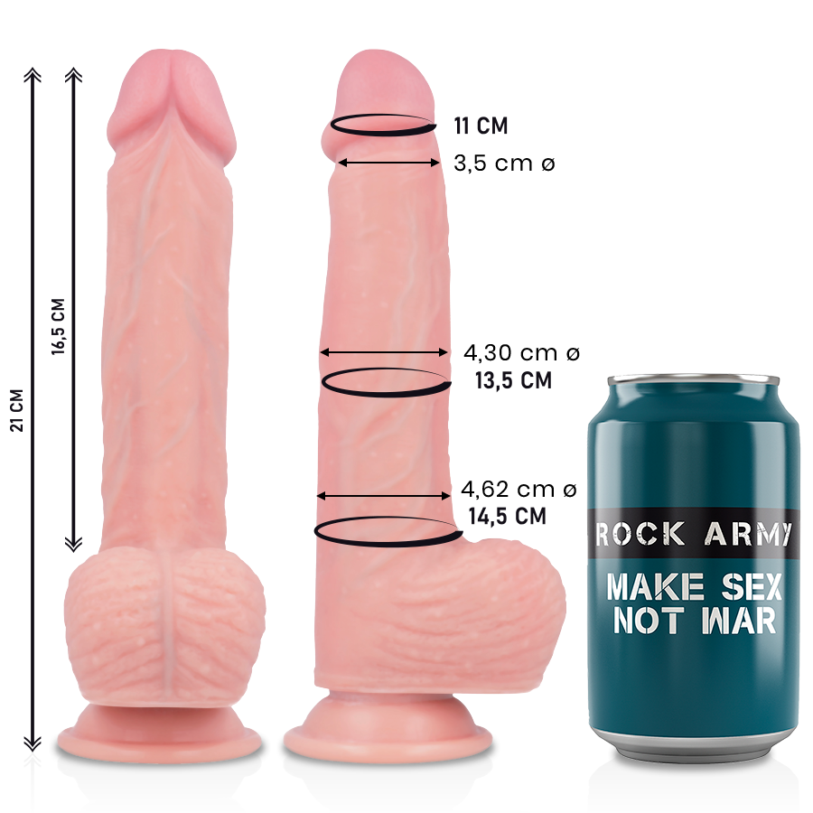 Dildo realista ROCKARMY Spitfire em silicone líquido com ventosa.