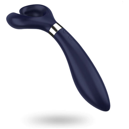 Close-up do Satisfyer Multifun 3 Vibrador Multiposição Azul, destacando seu design flexível e textura em silicone.