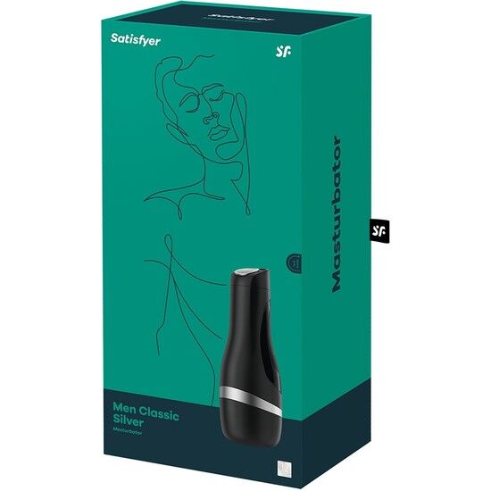 Close-up of the Satisfyer Masturbador Masculino Classic Prata showing its realistic texture and elegant design.