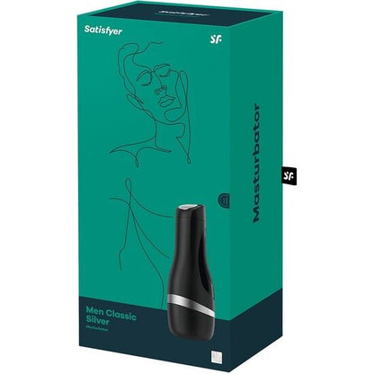 Close-up of the Satisfyer Masturbador Masculino Classic Prata showing its realistic texture and elegant design.