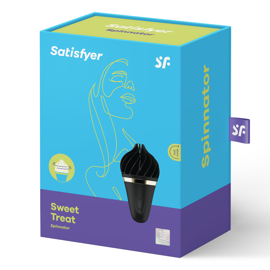 Satisfyer Sweet Treat Spinnator Marrom e Rosa, vibrador clitoriano rotativo de silicone para prazer feminino.