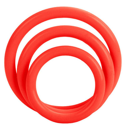 Juego de Anillos para el Pene Triples de Silicona Roja