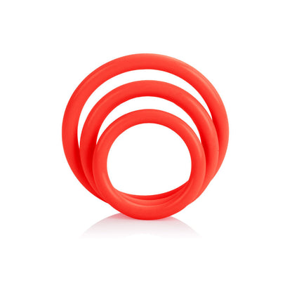 Juego de Anillos para el Pene Triples de Silicona Roja
