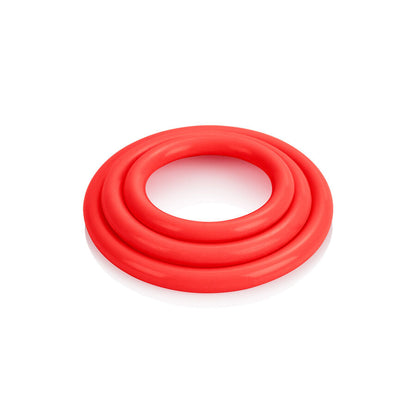 Juego de Anillos para el Pene Triples de Silicona Roja