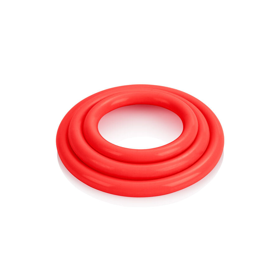 Juego de Anillos para el Pene Triples de Silicona Roja