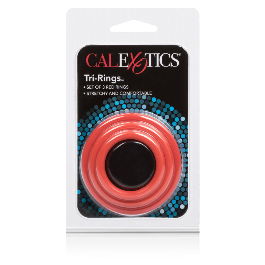 Juego de Anillos para el Pene Triples de Silicona Roja
