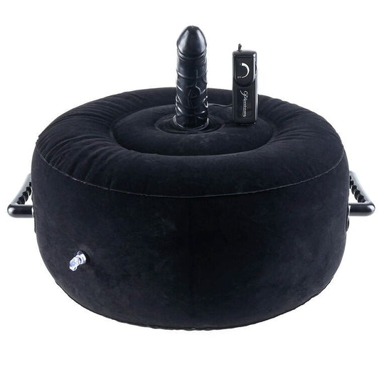 Assento Inflável Vibratório FETISH FANTASY SERIES com dildo integrado e alças EZ Grip, pronto para uso.