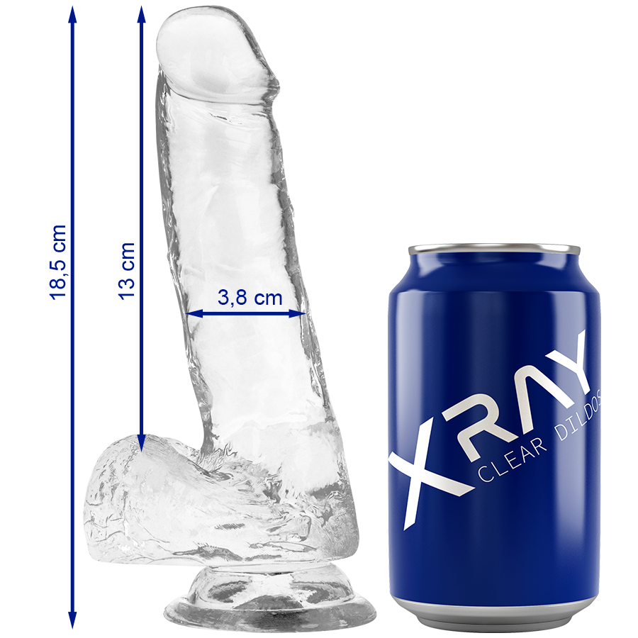 X-RAY - DILDO TRANSPARENTE CON BOLAS 18,5 CM -O- 3,8 CM