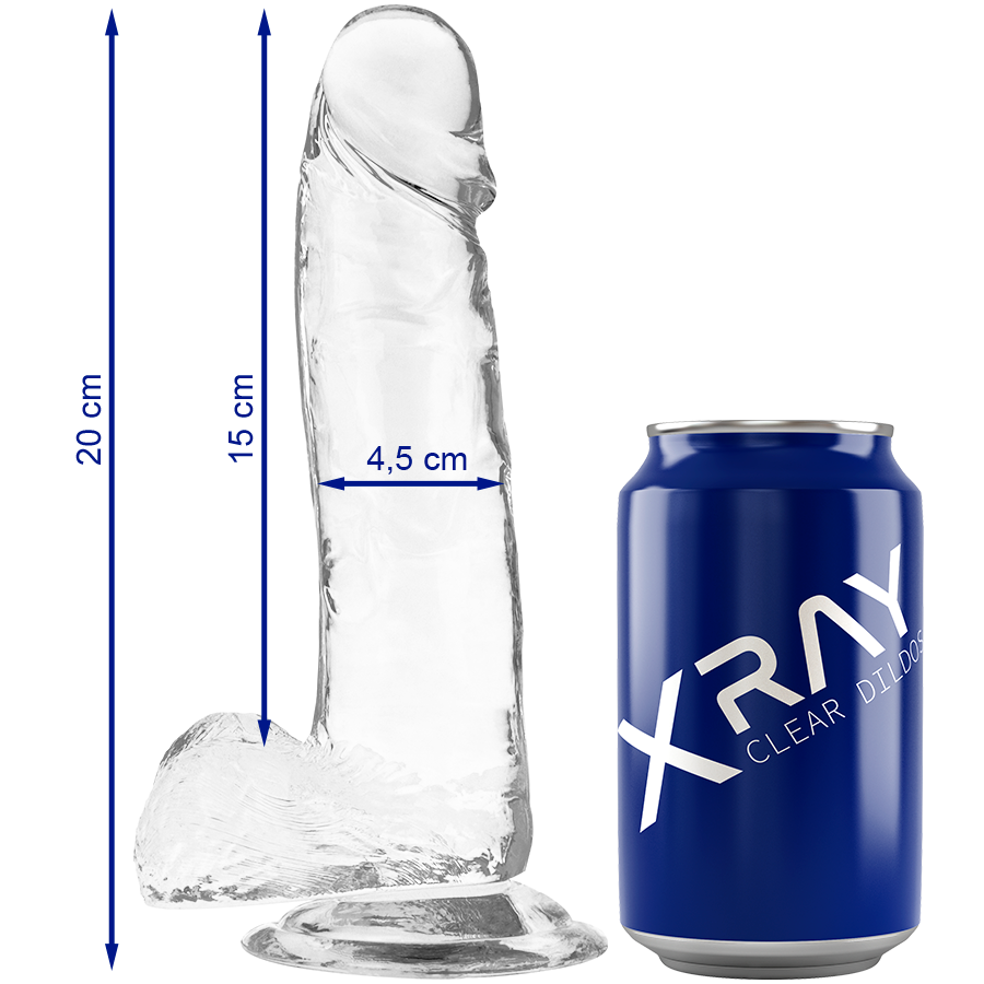 X-RAY - DILDO TRANSPARENTE CON BOLAS 20 CM -O- 4.5 CM