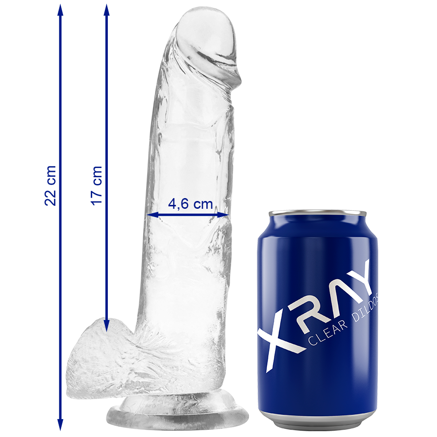 X-RAY - DILDO TRANSPARENTE CON BOLAS 22 CM -O- 4.6 CM